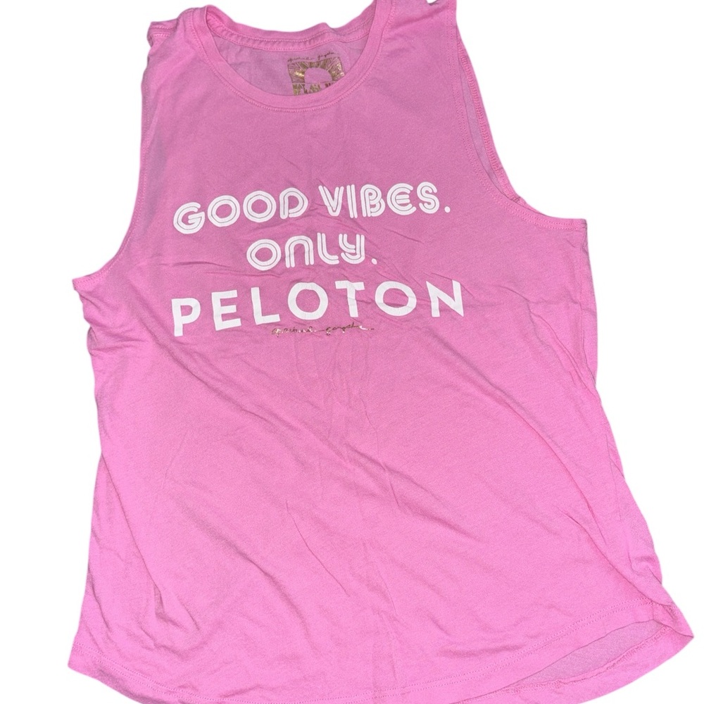 Spiritual Gangster Peloton Vibrant Pink Good Vibes Only Muscle Tee Size Small - Picture 2 of 7